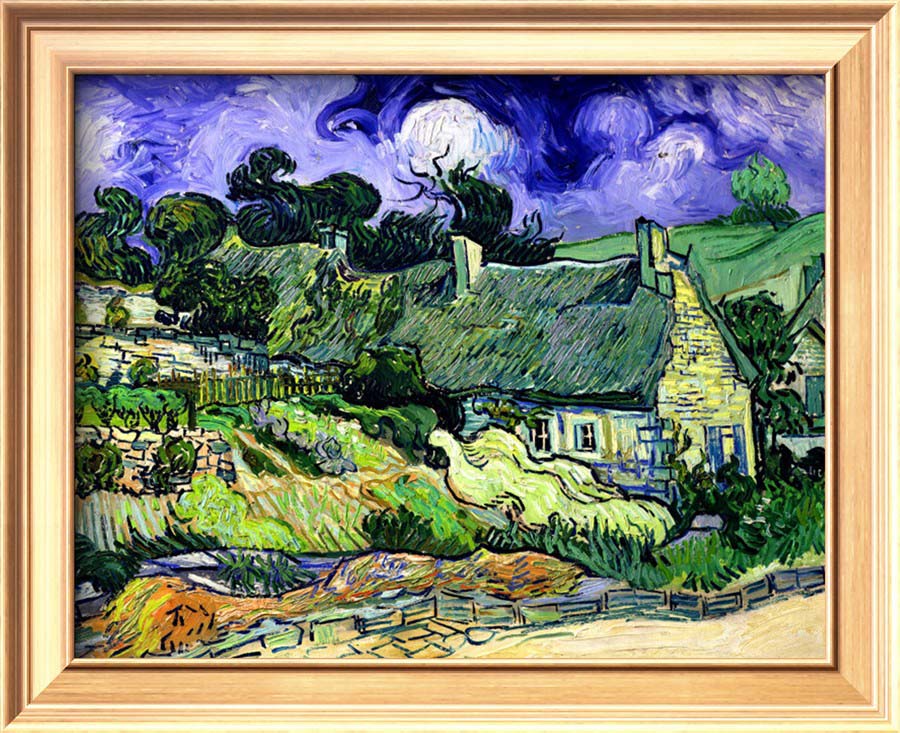 Thatched Cottages At Cordeville, Auvers Sur Oise,C.1890 By Vincent Van Gogh